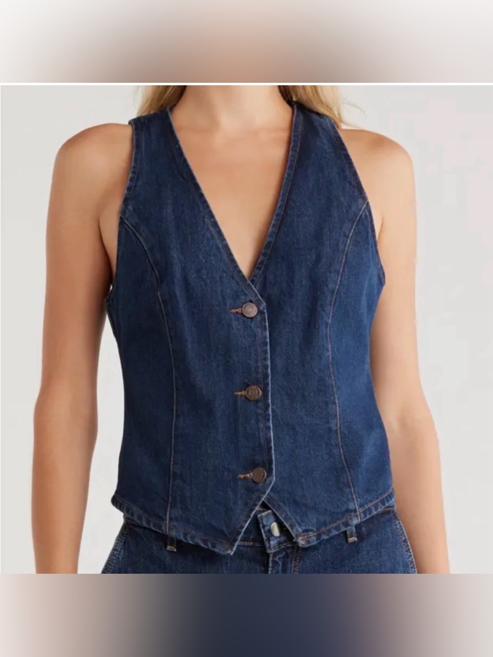 Edit Jason Wu Structured Cropped Denim Vest 100% Recycled Cotton Size XSmall